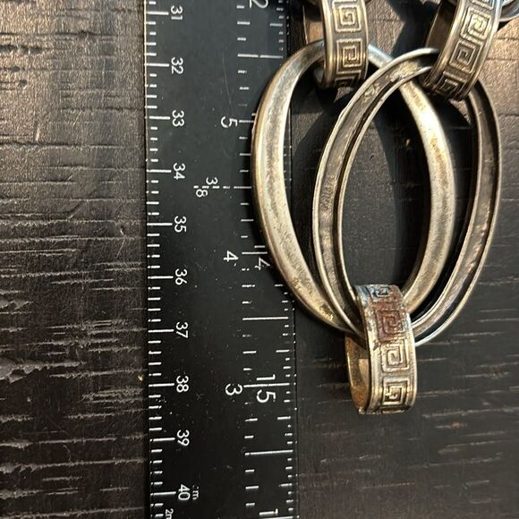 Green Key Long Chunky Distressed Silver Chain Statement Necklace - Picture 8 of 8